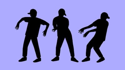 A silhouette image of dancers doing the Alkayida.