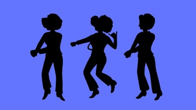 A silhouette image of dancers doing the Shaku Shaku.