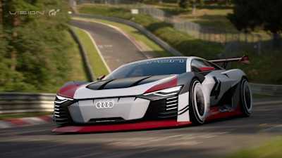 Der Audi e-tron Vision Gran Turismo in Gran Turismo Sport. Dieser moderne LMP1-Hybrid-Rennwagen setzt auf ein innovatives Konzept, doch auch die inneren Werte überzeugen