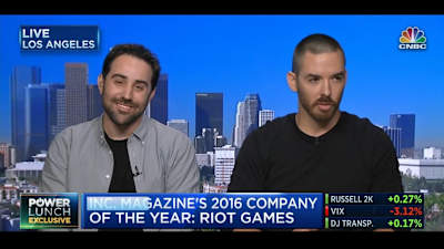 Les fondateurs de Riot Games, Brandon Beck et Marc Merrill, éditeur et développeur du jeu League of Legends.