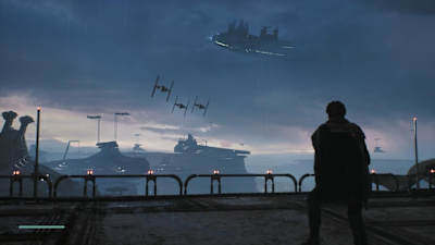 Tie-Fighter am Himmel. Das Spiel fängt das typische Flair der Filme gekonnt ein