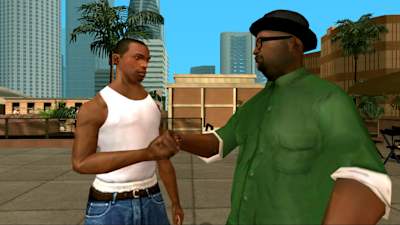 CJ und Big Smoke im Gespräch. Mit GTA San Andreas revolutionierte Rockstar Games das Genre der Open-World-Spiele
