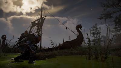 We're sneaking through a swamp in England. Assassin's Creed Valhalla impresses with its varied and atmospheric game world. 