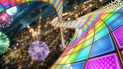 The legendary, colorful Rainbow Road. Probably the most famous and perhaps the best track in Mario Kart. 