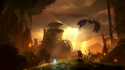 Ori sieht einen riesigen Schatten am Himmel. Aus technischer Sicht leistet sich der Titel kaum Patzer. Wunderschöne Grafik, grandioser Soundtrack