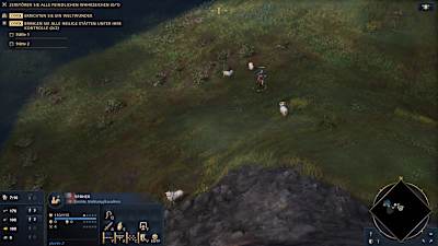 Screenshot aus Age of Empires 4 zeigt einen Späher, der neutrale Schafe einfängt.
