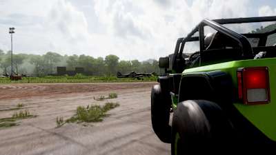 Captura de pantalla de Forza Horizon 5 muestra un jeep en el Aeródromo En La Selva.