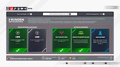 Screenshot der Trainingsprogramme in F1 2021