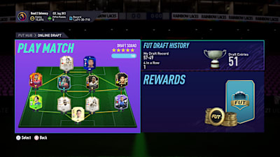 FIFA 22 rewards in play screen
