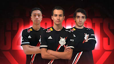 Rigo "Gentrifyinq" Padilla, Jordan "Resultuh" Resulta und Tyler "Dezignful" Gardner stellen das Apex Legends-Roster von G2 Esports.