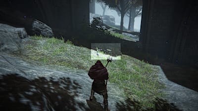 A trap lies in wait for our Elden Ring character, protruding through the grass