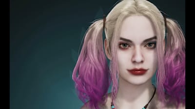 Personaliza a Harley Queen en el menú Monster Hunter Wilds del menú de creación del juego.