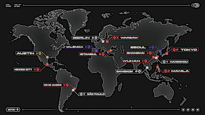 An infographic showing the locations for VALORANT Champions Tour 2027.