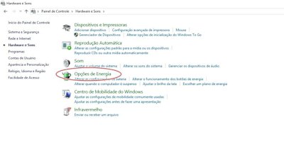 Opções de energia