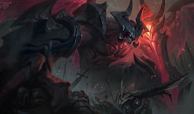 Artwork of Aatrox from League of Legends.