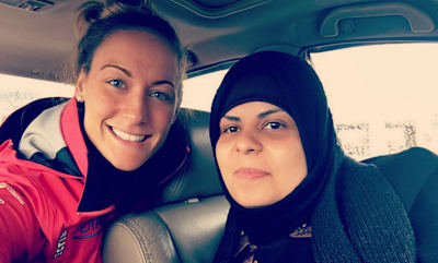 Cassie De Pecol in a car with a Syrian woman, who revealed that the fear of terrorism is felt by citizens in those nations as well.
