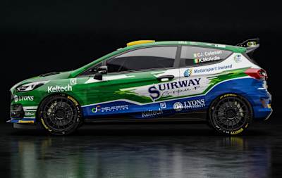 Motorsport Ireland Rally Academy colours flank Coleman's Fiesta