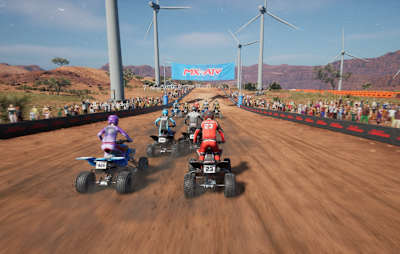 Screenshot aus MX vs ATV Legends zeigt einen Rennen auf Quads im Rhythm-Modus