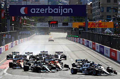 The main straight and turn 1 at Baku City Circuit