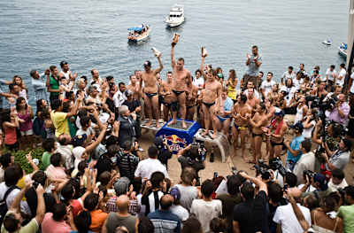 L-R Orlando Duque (2nd), Artem Silchenko (1st), and Gary Hunt (3rd) celebrate on the podium in Antalya, Turkey, 2009