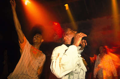 Ravers on the dance floor at Spectrum, Jubilee Gardens, London, in 1988.