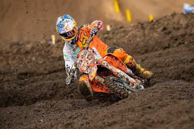 Red Bull Motocross rider Ken Roczen with tear-offs