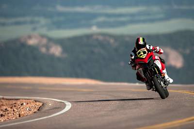 A competitor racing at the Pikes Peak Hill Climb.
