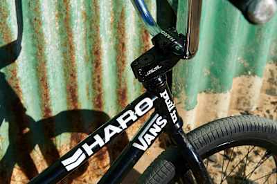 Close up of Haro BMX Lineage stem and headset on Matthias Dandios's Haro SD2V bike