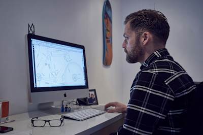 Dom at work in the Morvélo office
