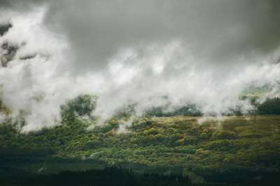 Rain clouds descend during practice at the UCI World Cup DH round in Fort William on June 5th, 2015