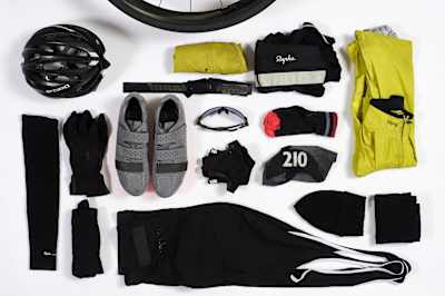 Photographer George Marshall's riding gear for the Transcontinental Race 2016 bike race.