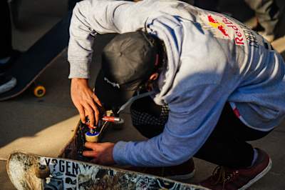 An event participant is seen during Red Bull Dala The City in Johannesburg, South Africa on July 29, 2018