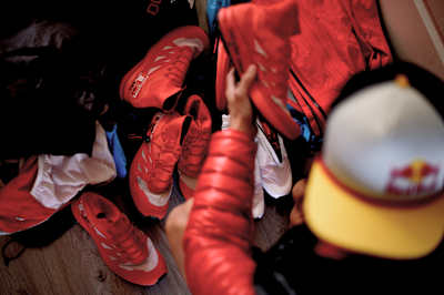 Ryan Sandes preparing for a trail running expedition