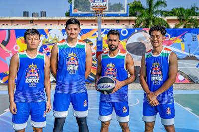 Lalrina Renthlei with his team BBQ Chicken at Red Bull Half Court 2022 India Finals