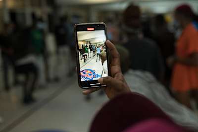Detail of phone seen during Red Bull Dance Your Style in Durban, South Africa on June 25, 2021