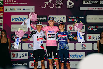 Lorenzo Finn on the podium with Mateo Ramírez and Henrique Bravo