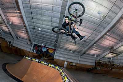 BMX freestyle rider Zack Warden at Woodward West camp