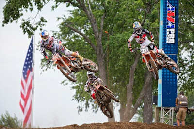Red Bull Motocross riders Ken Roczen and Marvin Musquin both whip