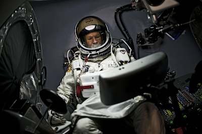Felix Baumgartner auf einer Trainings-Mission.