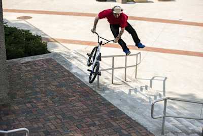BMX rider Ben Lewis does a handrail grind to tailwhip for the 2013 Animal Bikes QSS 6 video