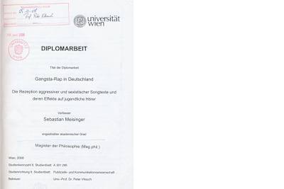 Das Thema war seine Idee. Moneyboys Diplomarbeit.