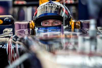 David Coulthard podczas pokazu Red Bull w Hajdabarad, Indie