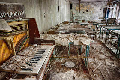 Pripyat Geisterstadt am Rande des nuklearen Katastrophengebiets von Tschernobyl in der Ukraine.