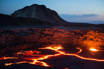 Aktiver Lava See auf dem Gipfel von Erta Ale (613m)