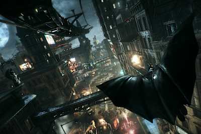 Batman leaps over Gotham