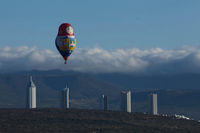 A balloon is seen flying during the International Ballon Festival Mexico 2015 at Parque Metropolitano on November 13, 2015 in G