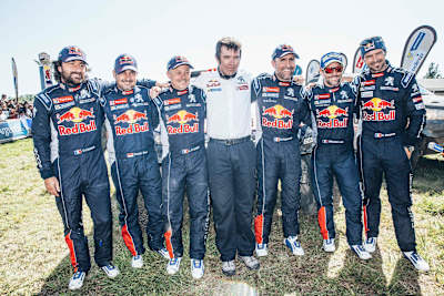 Team Peugeot Total celebrates a successful Dakar