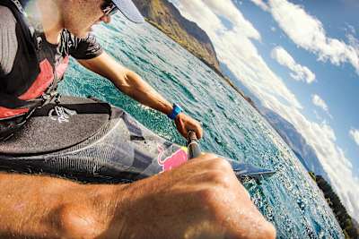 Kayaking in Wanaka lake in New Zealand.