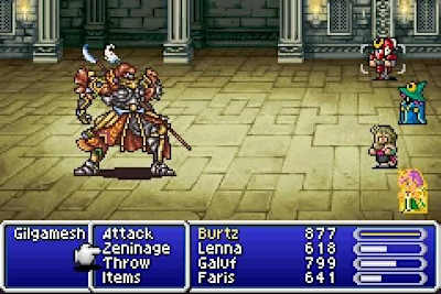 Final Fantasy V : Combat contre Gilgamesh dans le jeu vidéo.