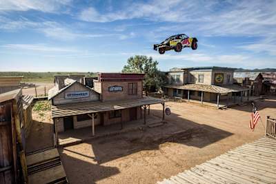 Taking flight over the ghost town